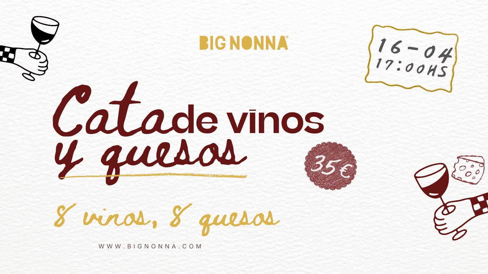Cata de vinos y quesos italianos en Big Nonna