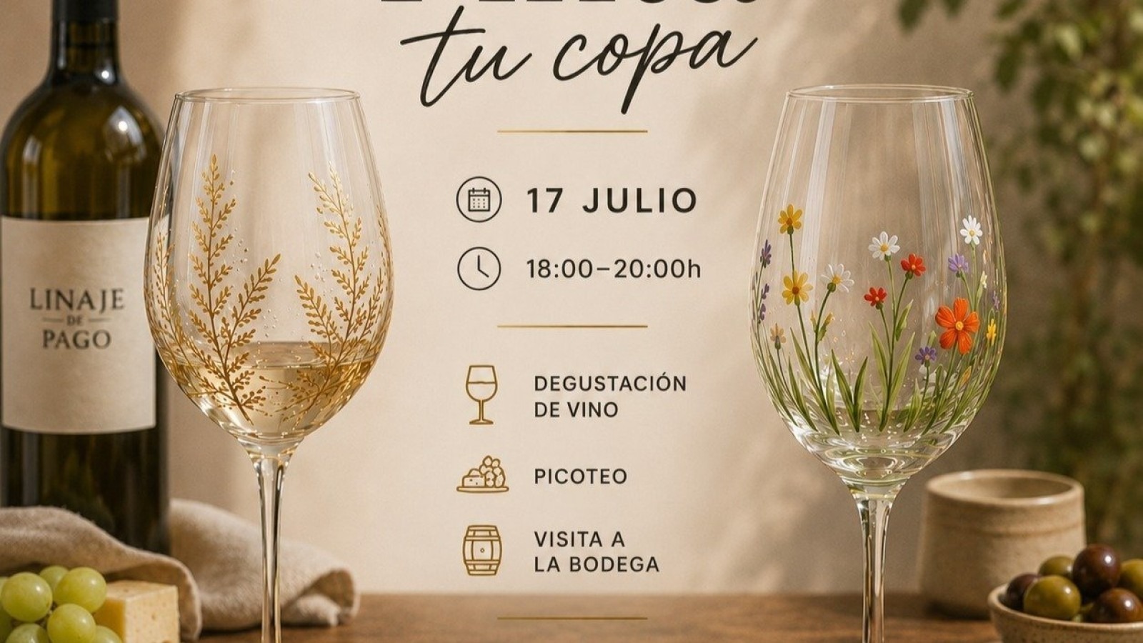 PINTA TU COPA CON DEGUSTACIÓN DE VINOS (PAGO PARCIAL)