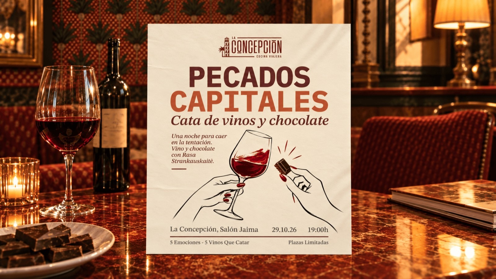 Pecados Capitales · Cata de Vinos y Chocolate
